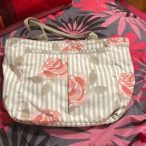 LeSportsac everyday tote floral print with matching small pouch